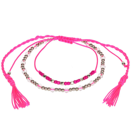 AL006 - Aloha Summer Anklet Bracelet - Clear Pink