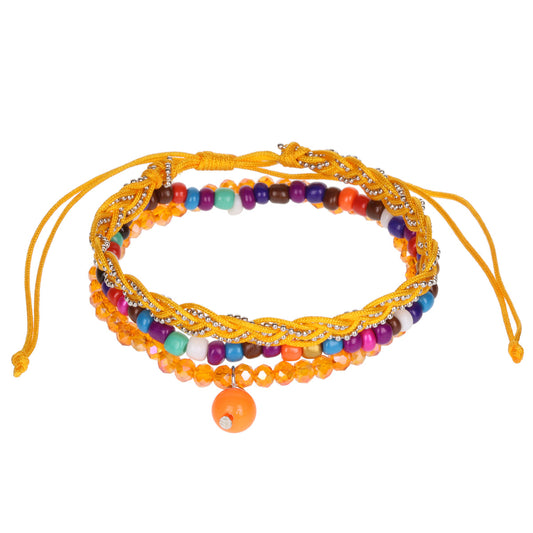 AL007 - Aloha Festival Multi Stack Bracelets - Orange And Yellow