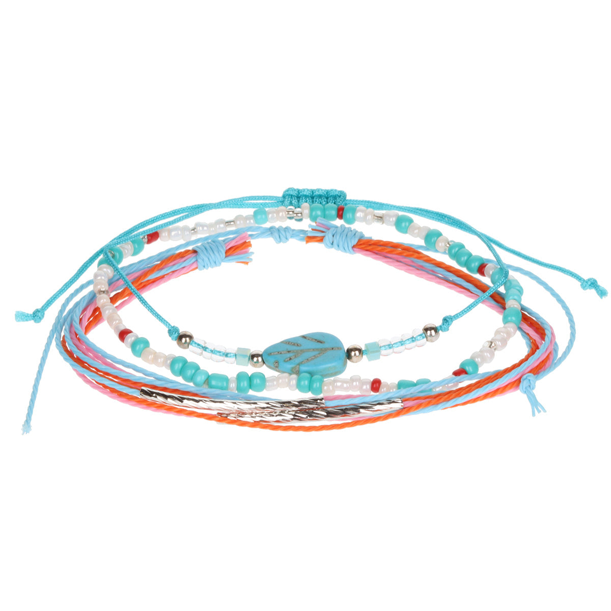 Aloha Festival Multi Stack Bracelets - Blue Leaf