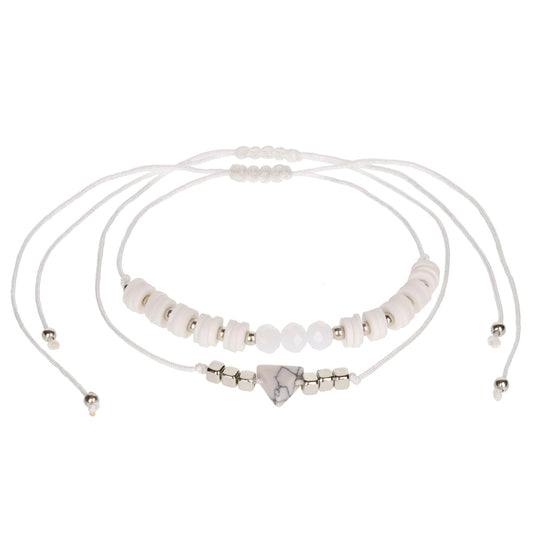 AL035 - Aloha Summer Anklet Bracelet - White Marble Triangle