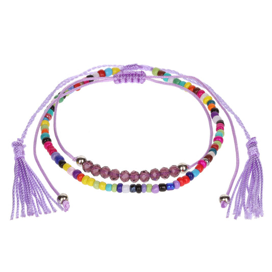 AL040 - Aloha Summer Anklet Bracelet - Purple/Multicoloured
