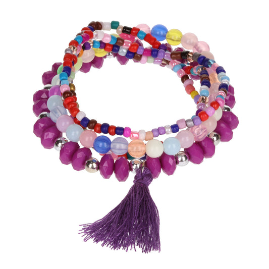 AL043 - Aloha Festival Multi Stack Bracelets - Black/Wave Charm