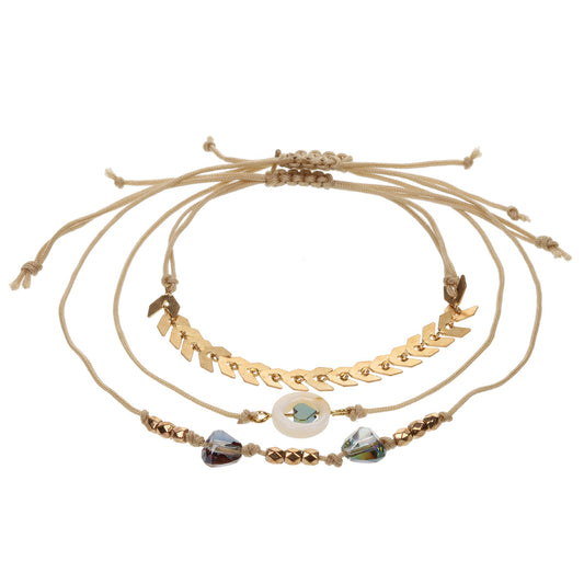 AL056 - Aloha Festival Multi Stack Bracelets - Gold And Blue