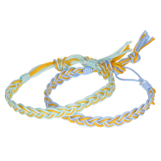 AL058 - Aloha Woven Friendship Bracelets - Blue And Gold Braids