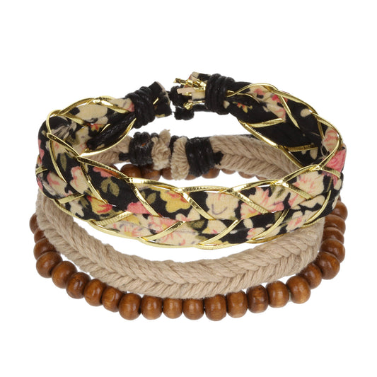 AL063 - Aloha Festival Multi Stack Bracelets - Chunky Flower Braid