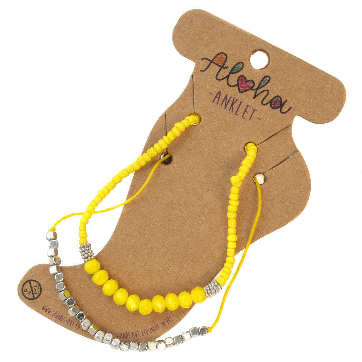 Aloha Summer Anklet Bracelet - Yellow And Silver