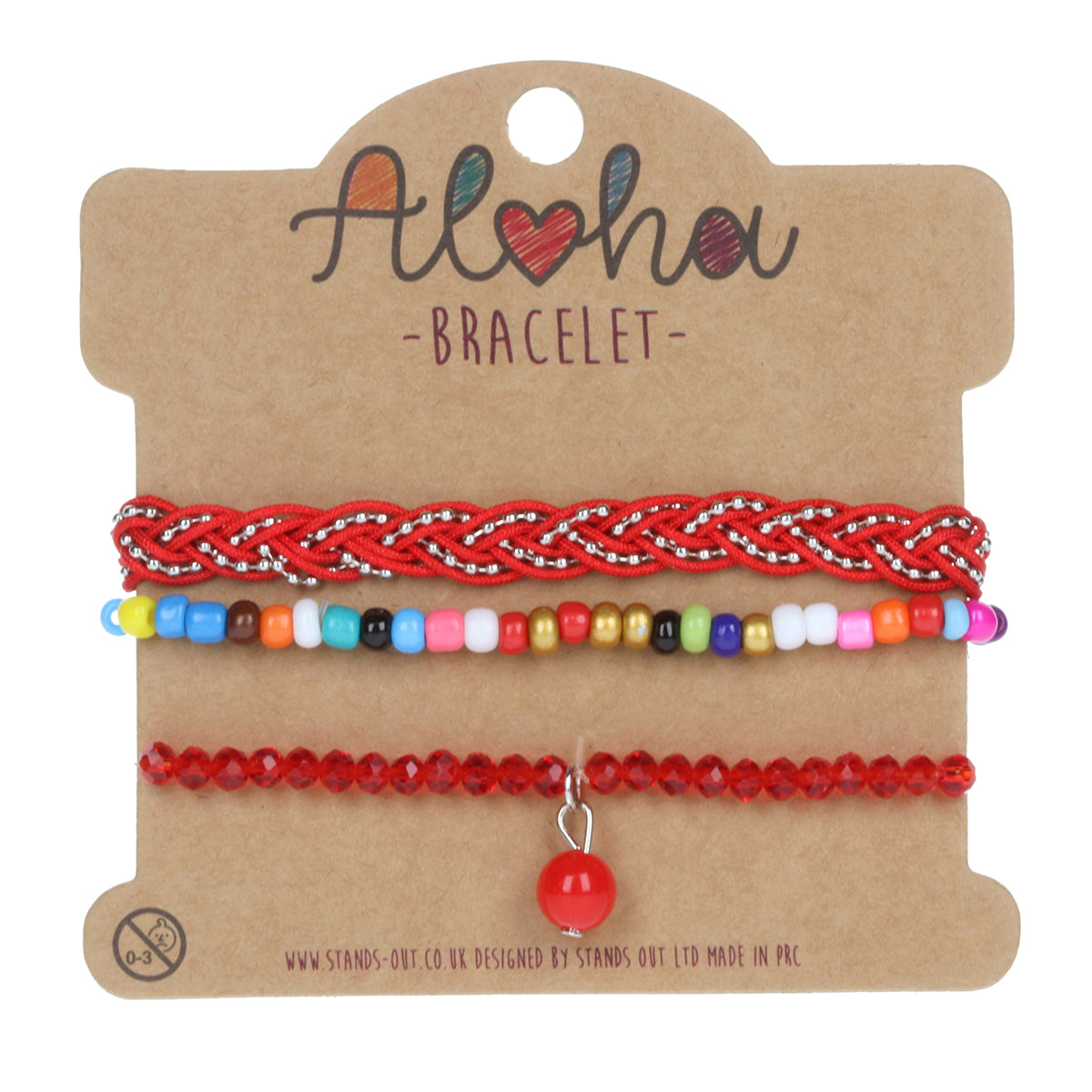 Aloha Festival Multi Stack Bracelets -Multicoloured/Red Braid