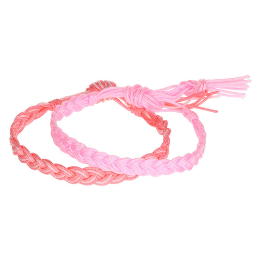 AL089 - Aloha Woven Friendship Bracelets - Baby Pink And Coral Braids