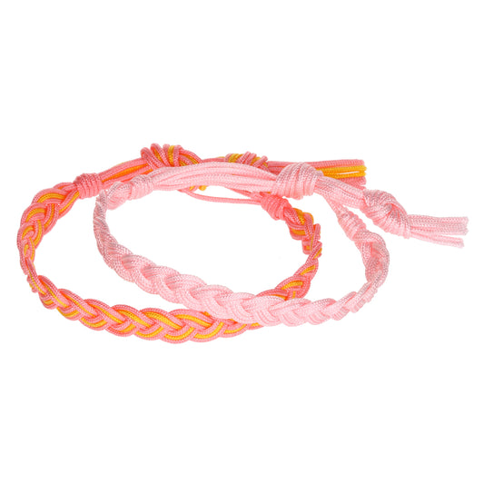 AL119 - Aloha Woven Friendship Bracelets - Pink And Orange Braids
