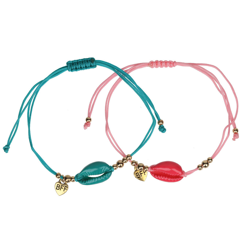 Best Friend Bracelets - Pink And Green Shells
