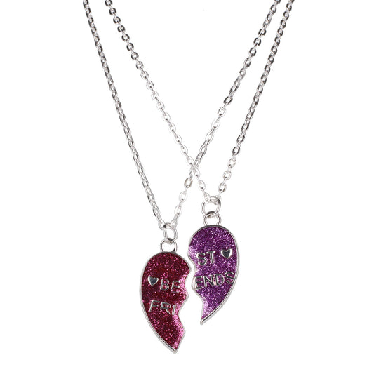 BFN12 - Best Friends Necklace | Glitter Split Heart