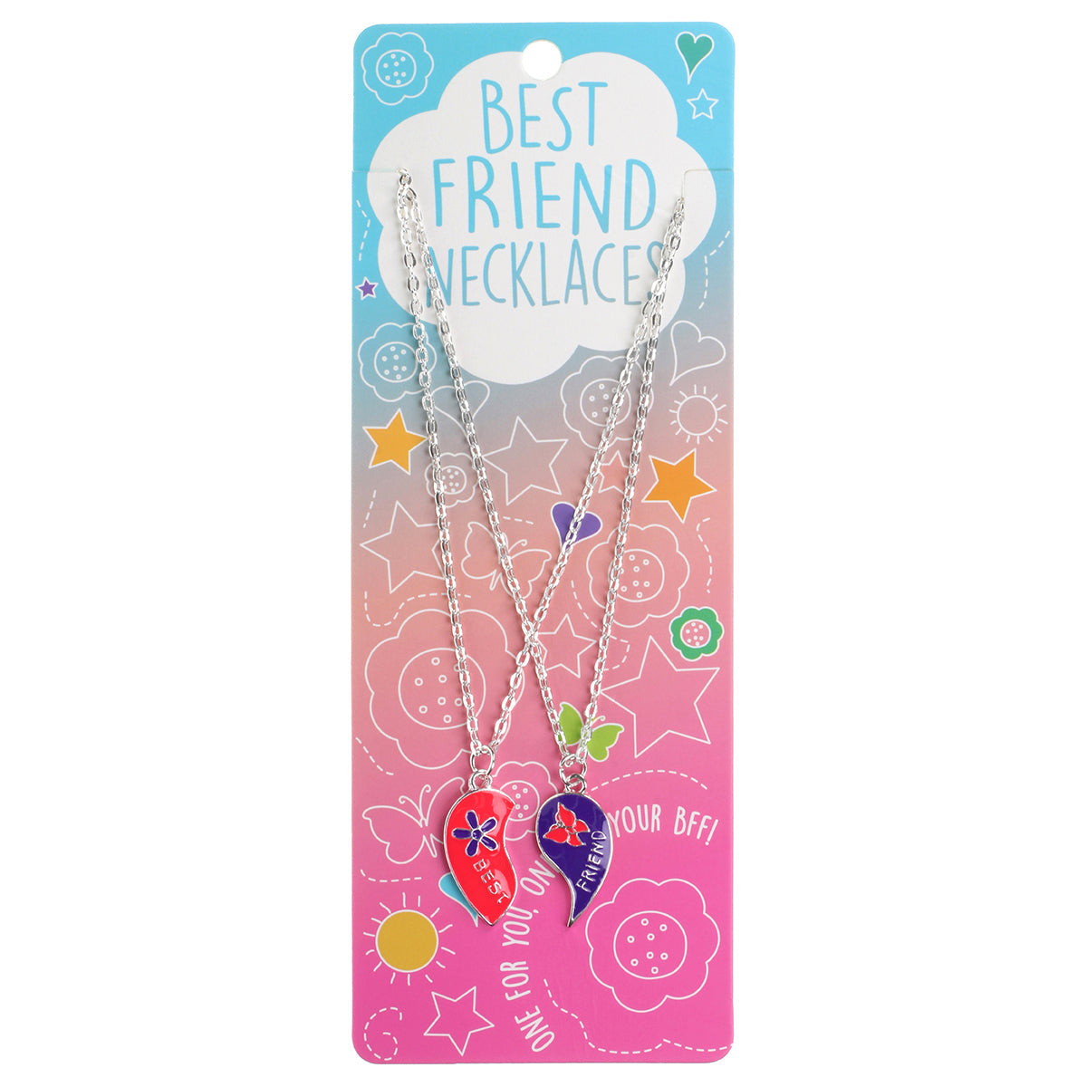 Best Friends Necklace - Split Heart (Butterfly & Flower)