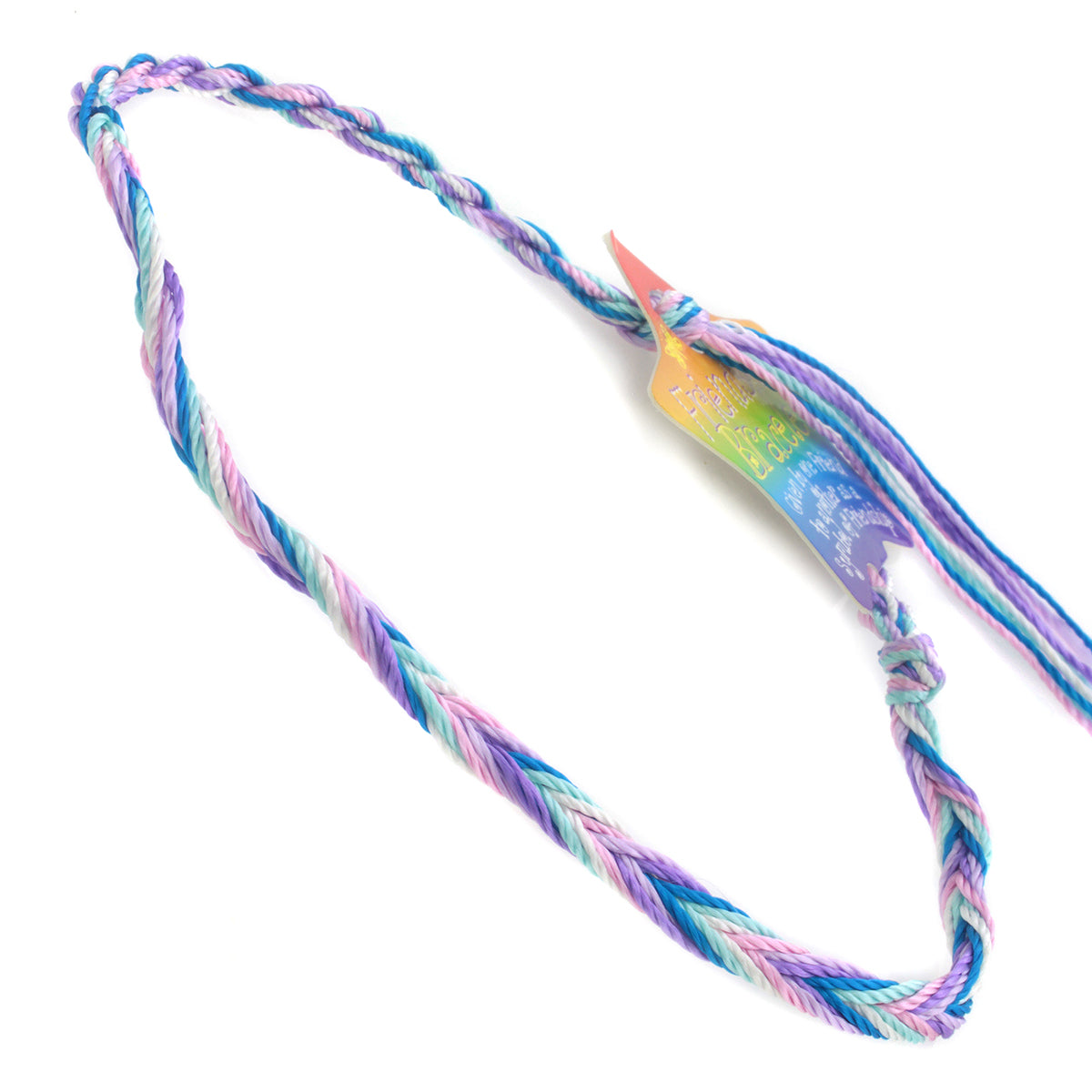 Multicoloured Pink, Purple, Blue And White Braided Friendship Bracelet