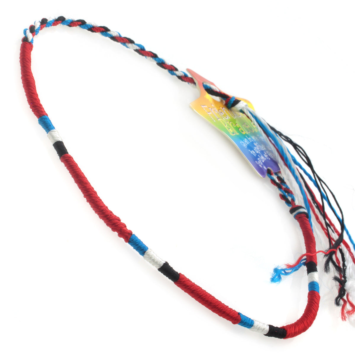 Multicoloured Blue Wrapped Friendship Bracelet With Pink, Aqua And Navy Stripes