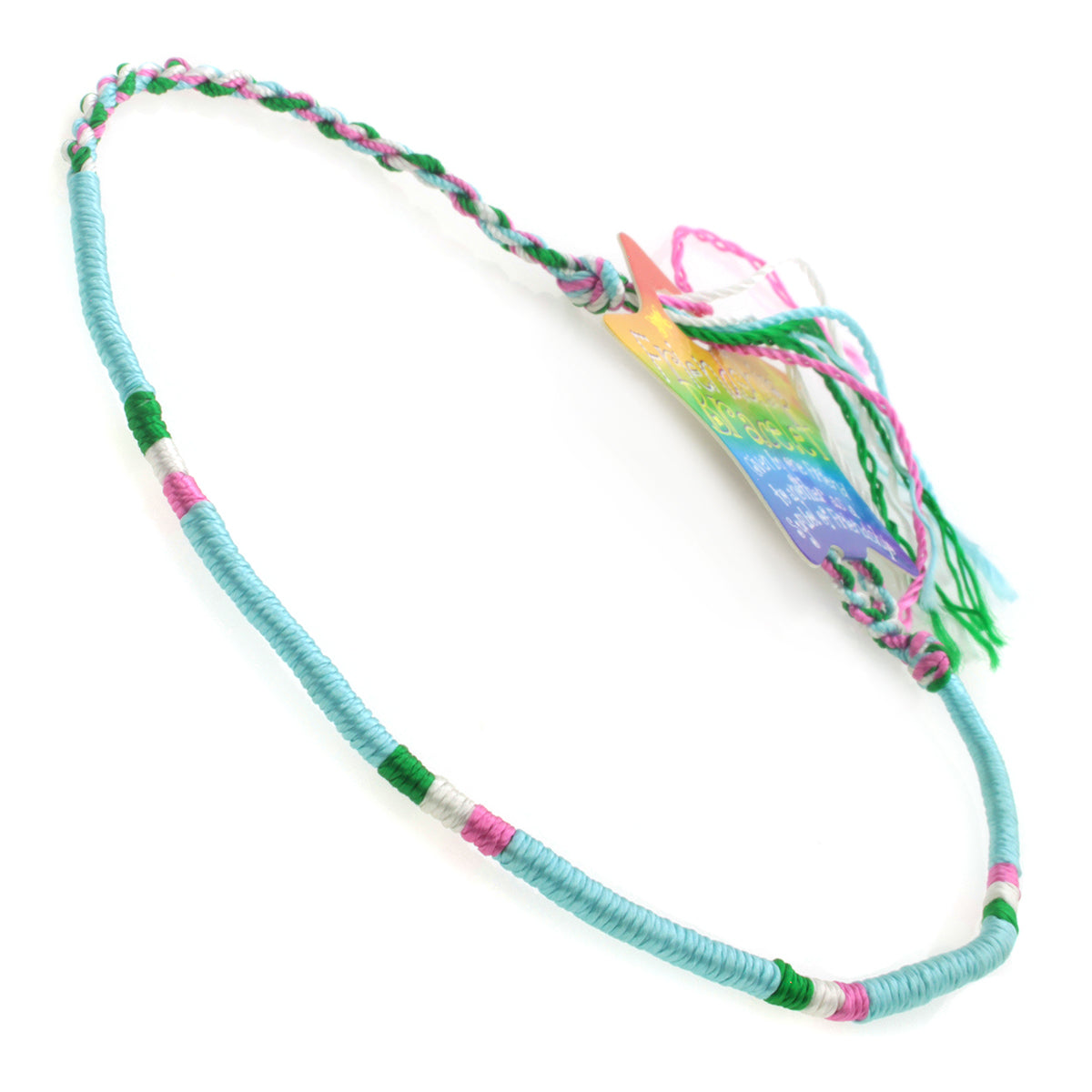 Multicoloured Black Wrapped Friendship Bracelet With Green, White And Red Stripes