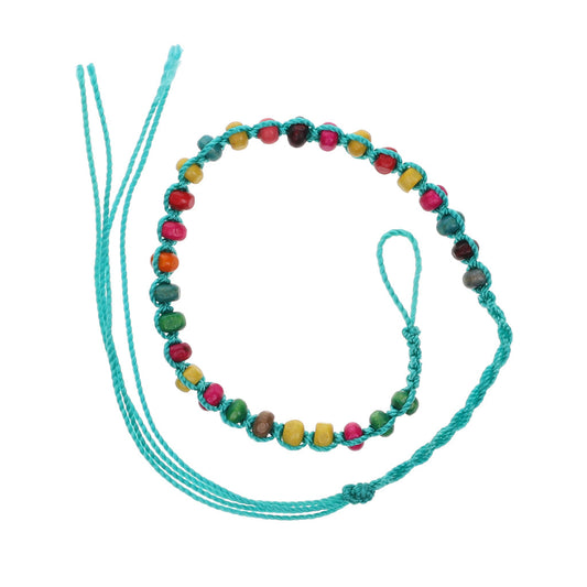 FB-A2 - Turquoise Beaded Friendship Bracelet With Multicoloured Beads