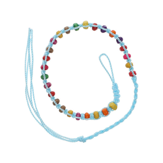 FB-A3 - Aqua Beaded Friendship Bracelet With Multicoloured Beads