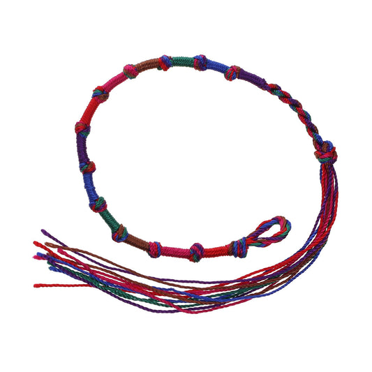 FB-B1 - Multicoloured Knotted Friendship Bracelet With Pink, Red And Purple Braids