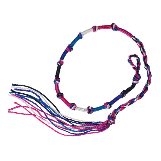FB-B2 - Multicoloured Knotted Friendship Bracelet With Pink, Black And Purple Braids