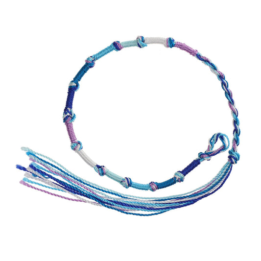 FB-B3 - Multicoloured Knotted Friendship Bracelet With Blue, Purple And White Braids
