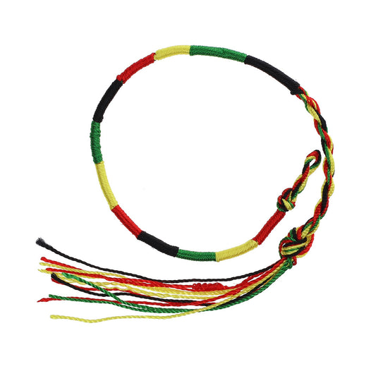 FB-C10 - Multicoloured Green, Red And Yellow Wrapped Friendship Bracelet