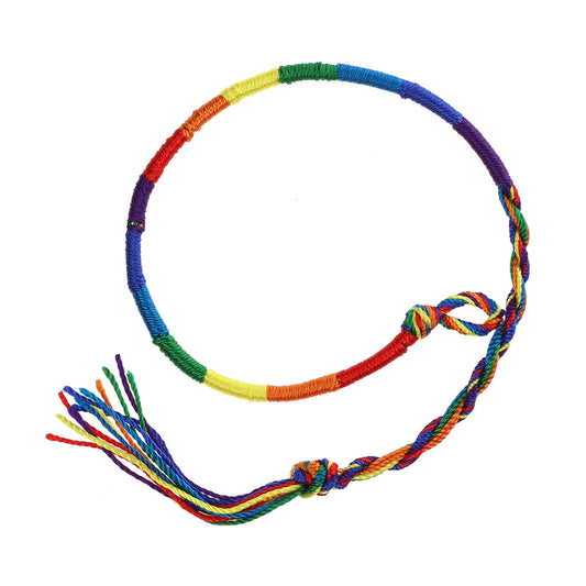 FB-C3 - Multicoloured Green, Orange And Blue Wrapped Friendship Bracelet
