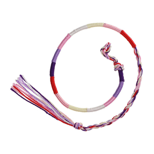 FB-C5 - Multicoloured Pink, Purple And Red Wrapped Friendship Bracelet