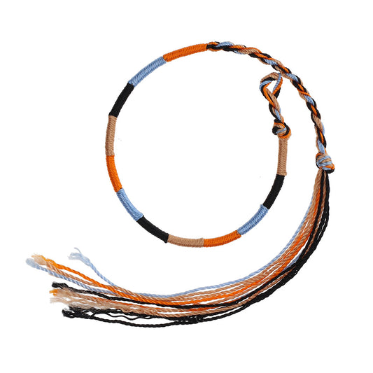 FB-C9 - Multicoloured Orange, Blue And Beige Wrapped Friendship Bracelet
