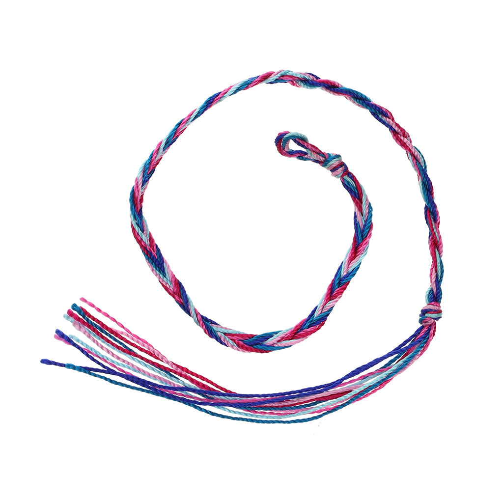 Multicoloured Pink, Blue and Turquoise Braided Friendship Bracelet