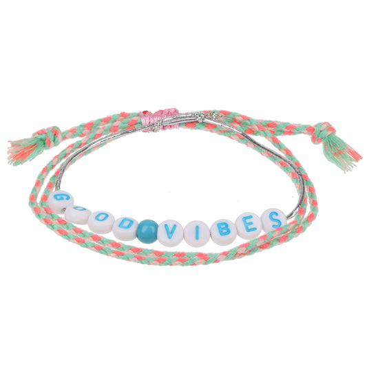 GP007 - Girls Personalised Bracelet - Good Vibes