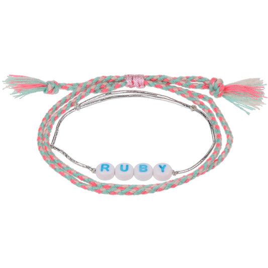GP093 - Girls Personalised Bracelet - Ruby