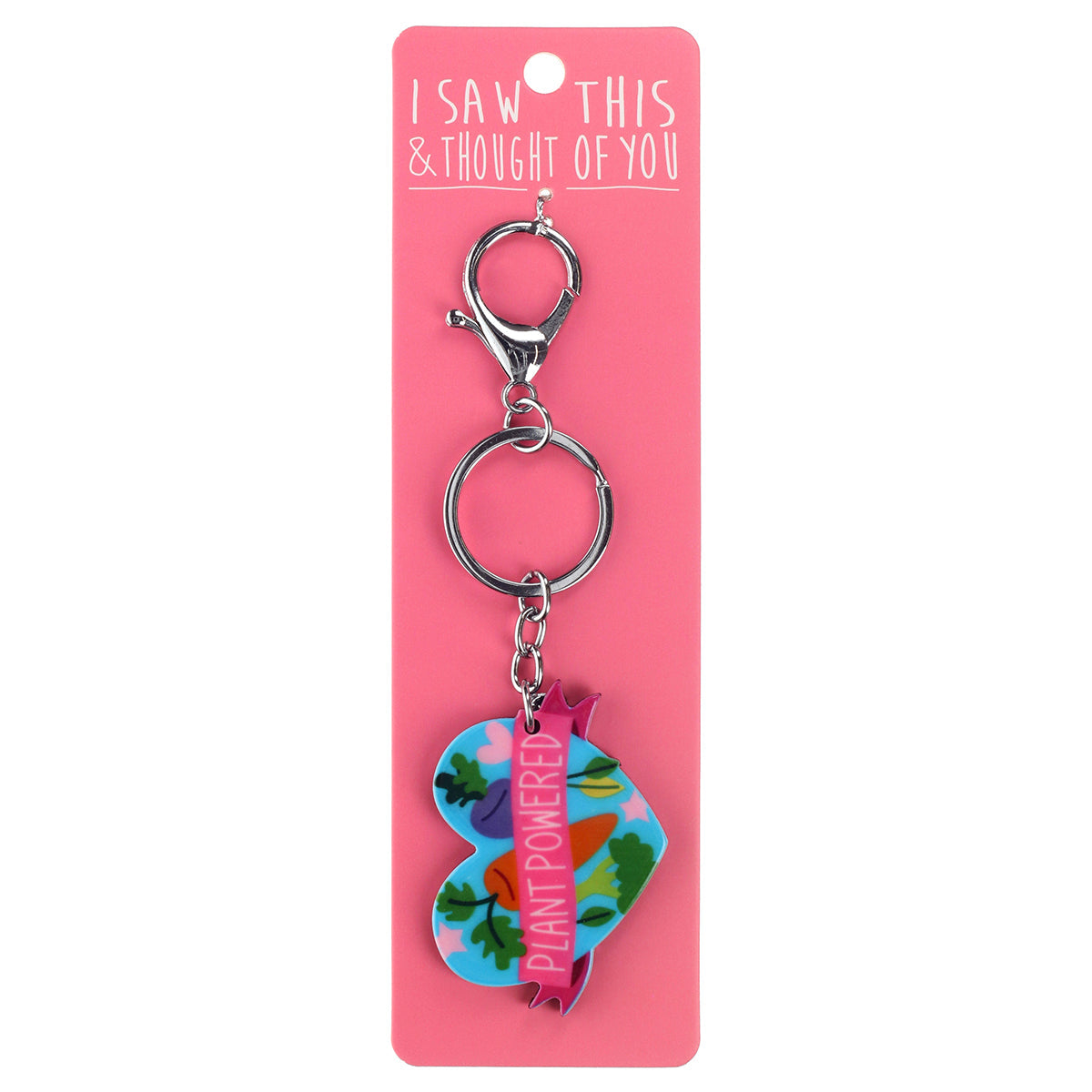 A KEYRING SAYING 'PLANT POWERED'