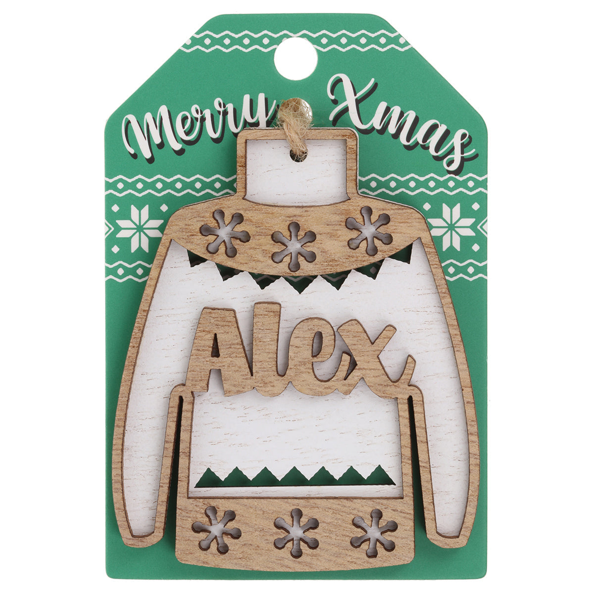 Wooden Christmas Jumper Decoration-Alex