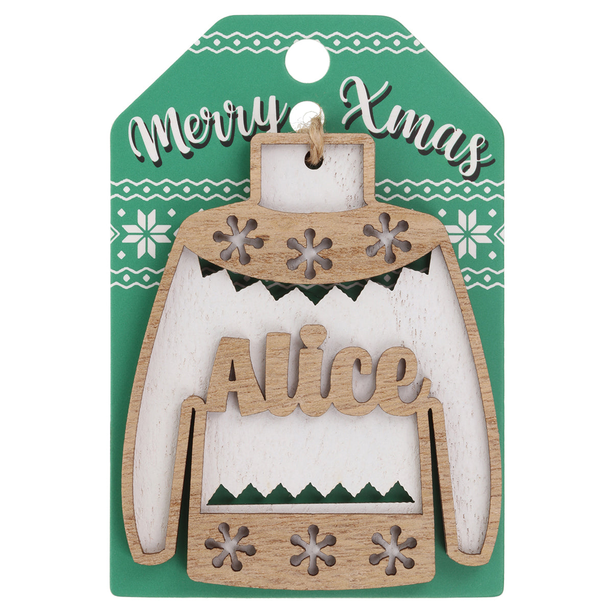 Wooden Christmas Jumper Decoration-Alice