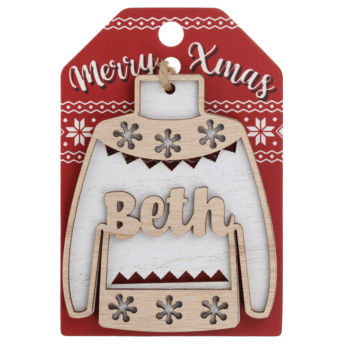 Wooden Christmas Jumper Decoration-Beth