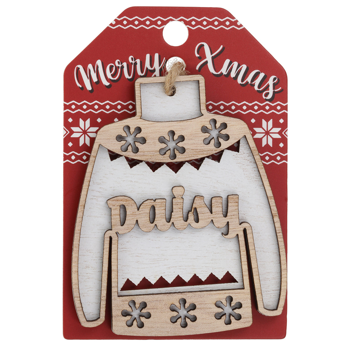Wooden Christmas Jumper Decoration-Daisy