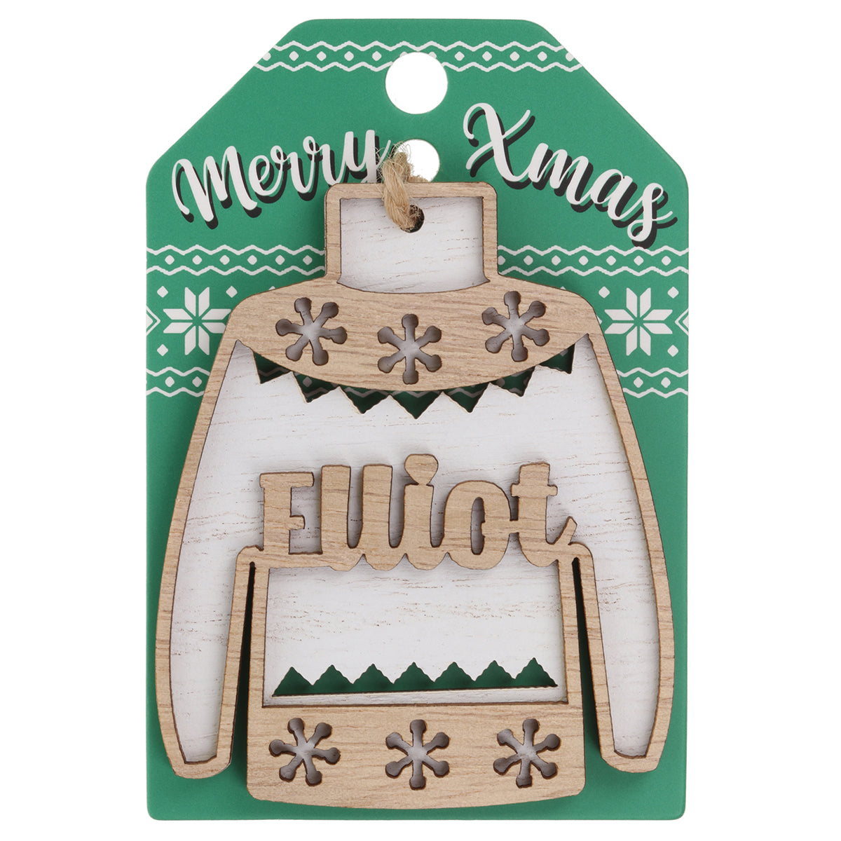 Wooden Christmas Jumper Decoration-Elliot
