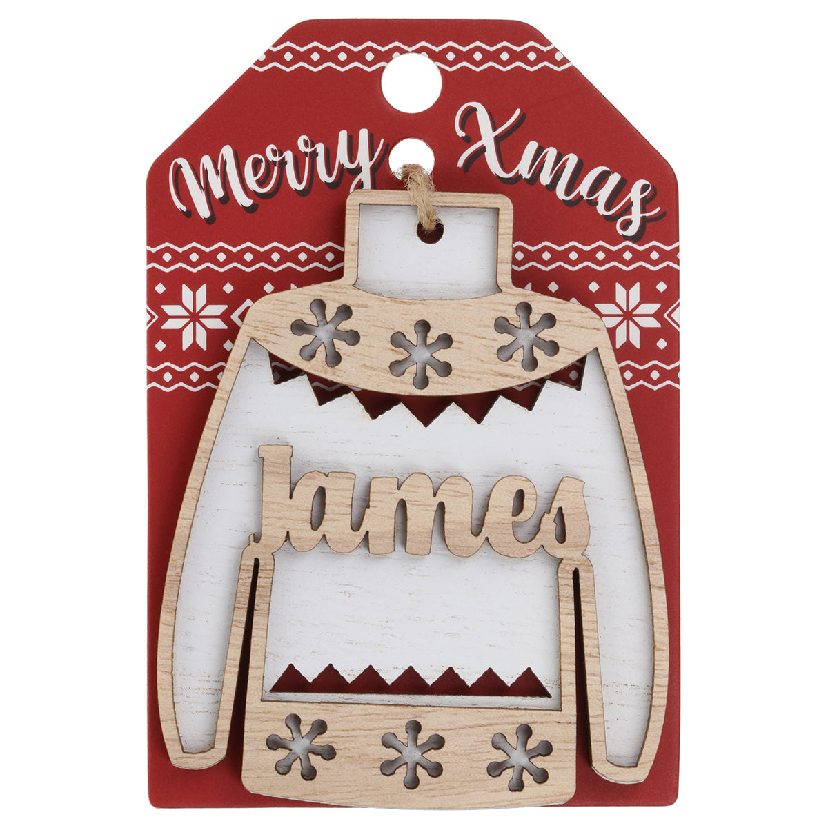 Wooden Christmas Jumper Decoration-James