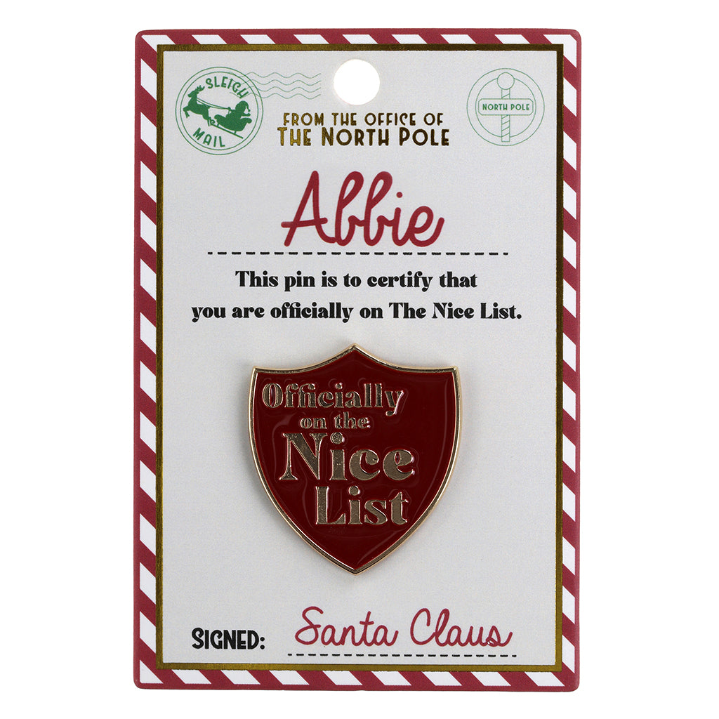 Nice List Pin Badge-Abbie