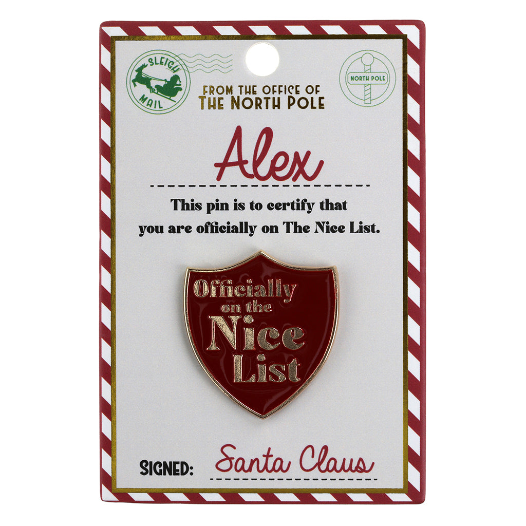 Nice List Pin Badge-Alex