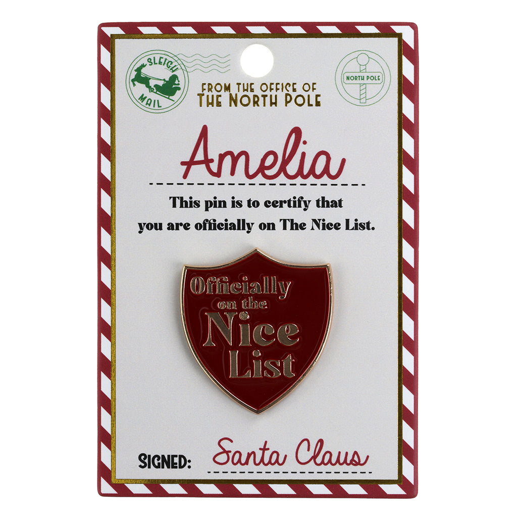 Nice List Pin Badge-Amelia