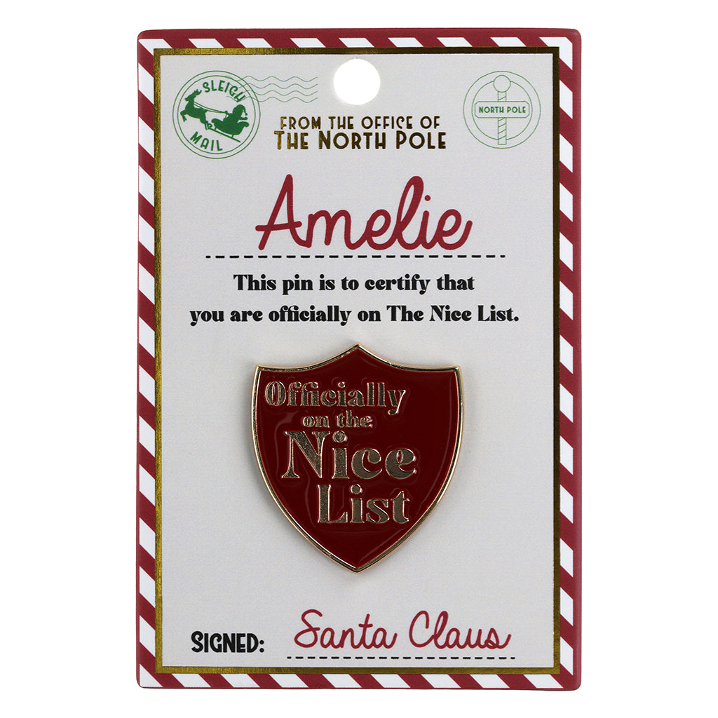 Nice List Pin Badge-Amelie