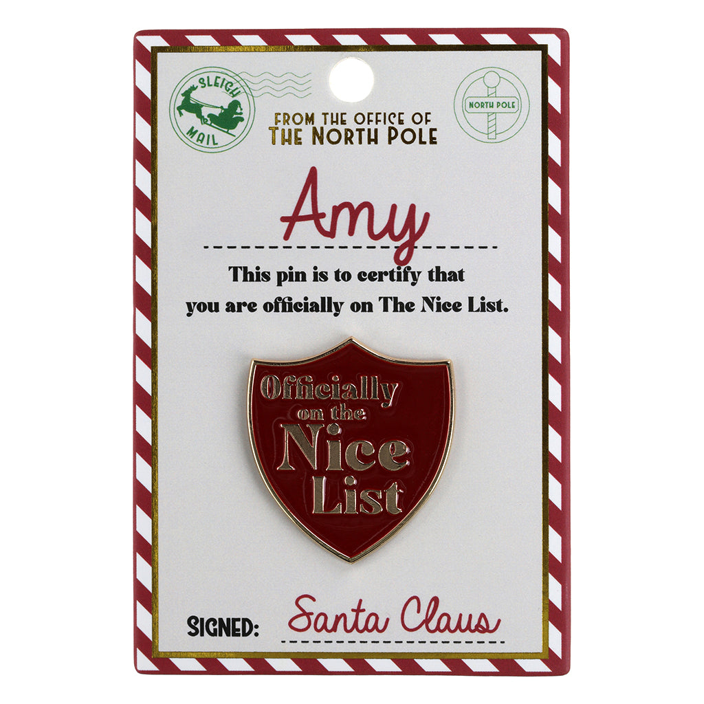 Nice List Pin Badge-Amy