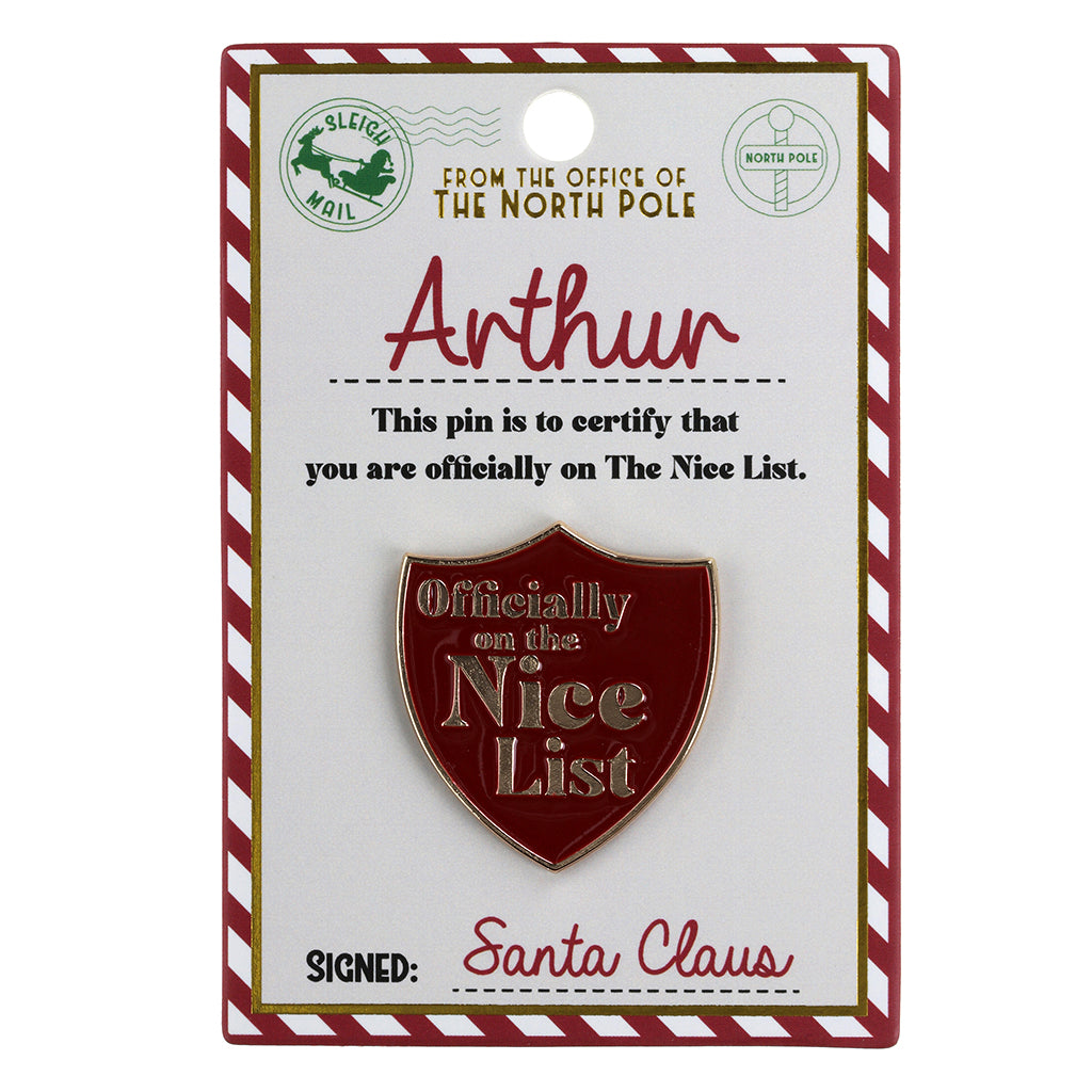 Nice List Pin Badge-Arthur