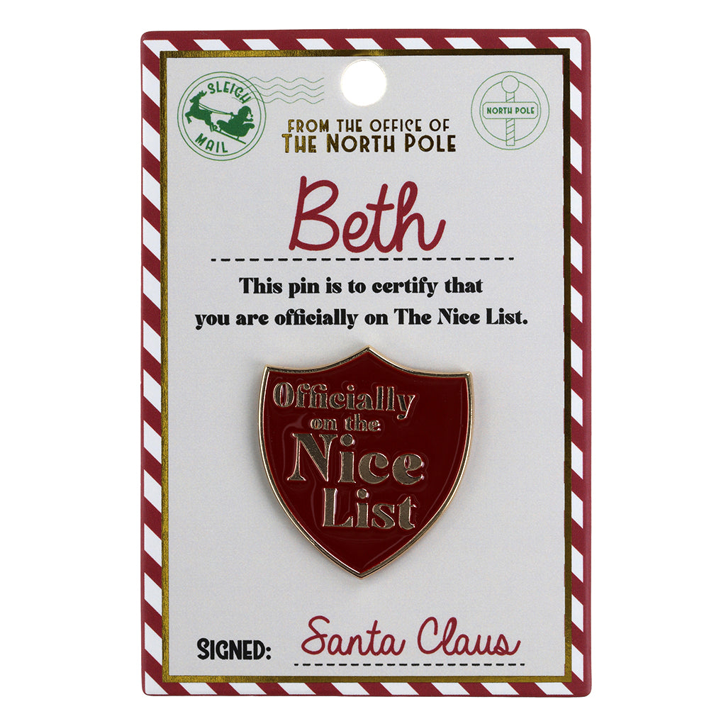 Nice List Pin Badge-Beth