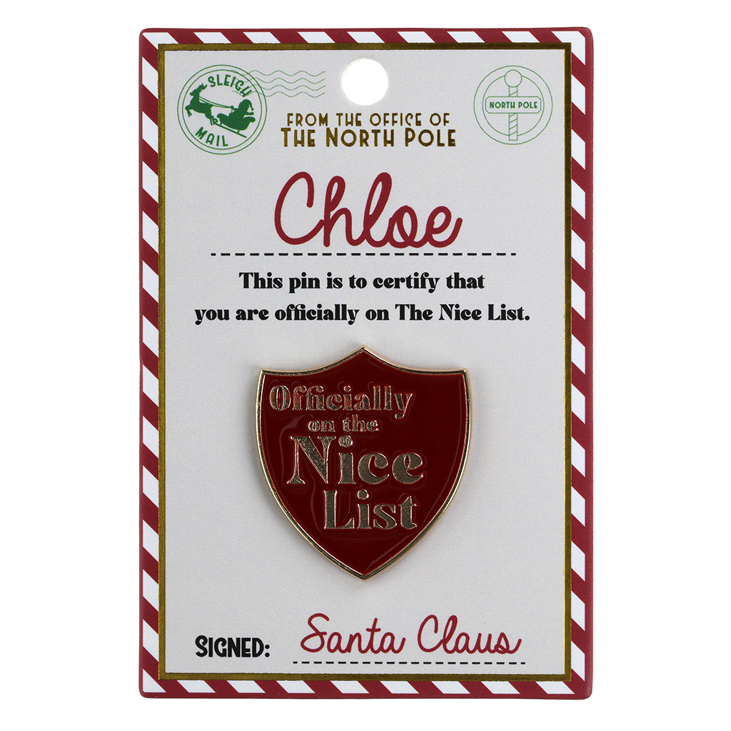 Nice List Pin Badge-Chloe