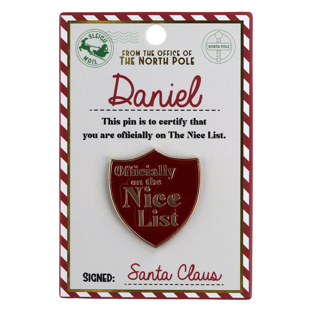 Nice List Pin Badge-Daniel