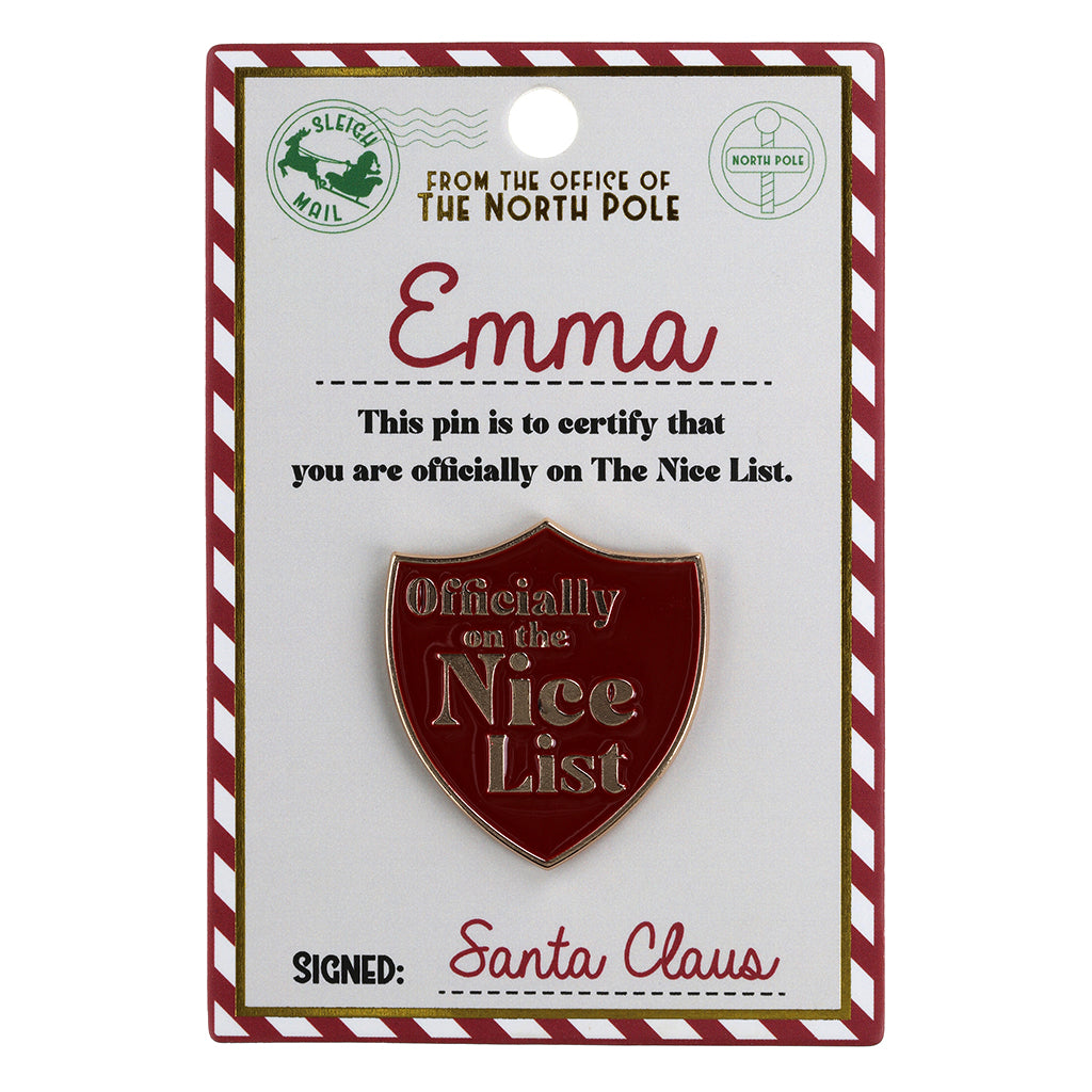 Nice List Pin Badge-Emma