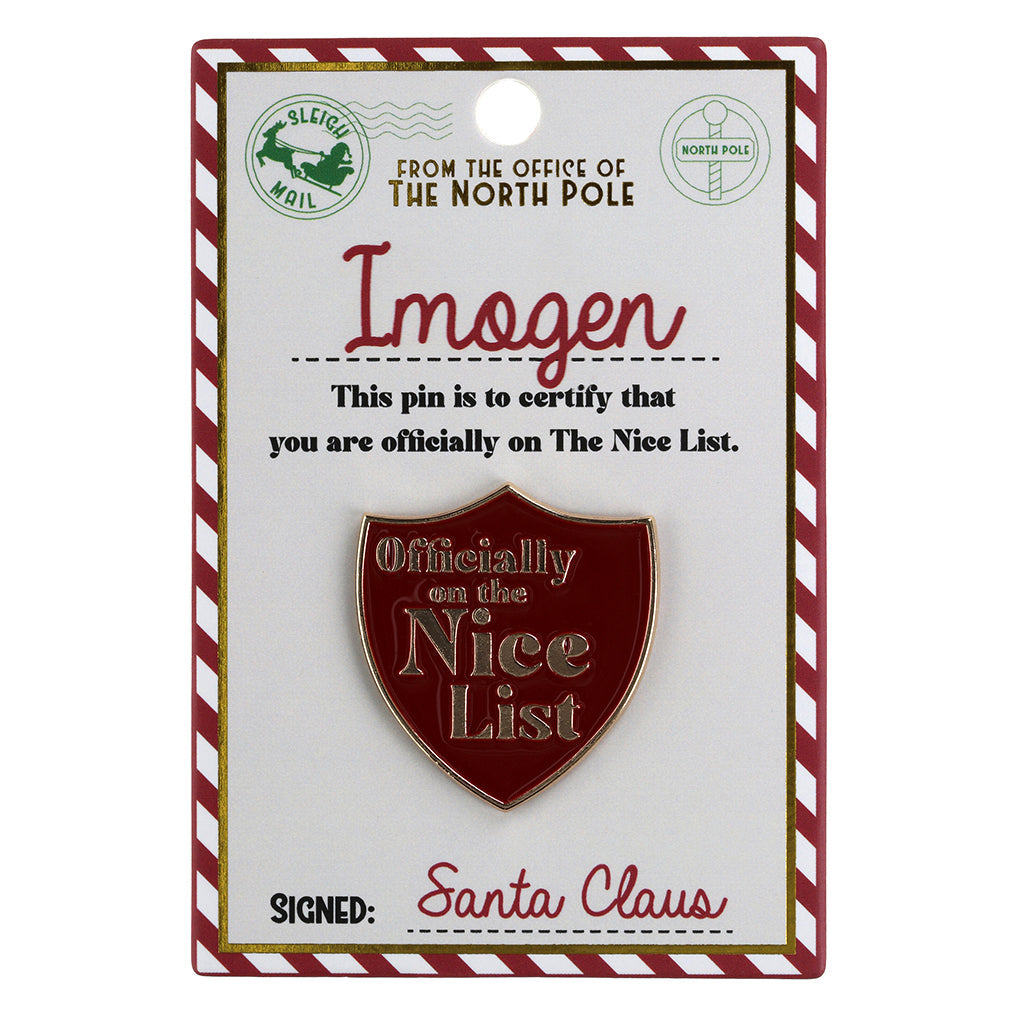 Nice List Pin Badge-Imogen
