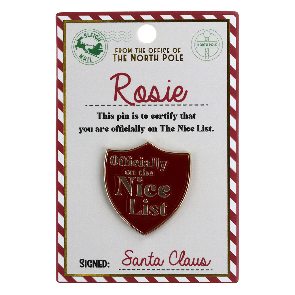 Nice List Pin Badge-Rosie